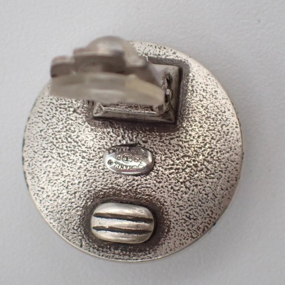 CHANEL CC Logo Round Button 99P Earrings Clip-On Clear SHW France 64RL668 - Picture 9 of 15